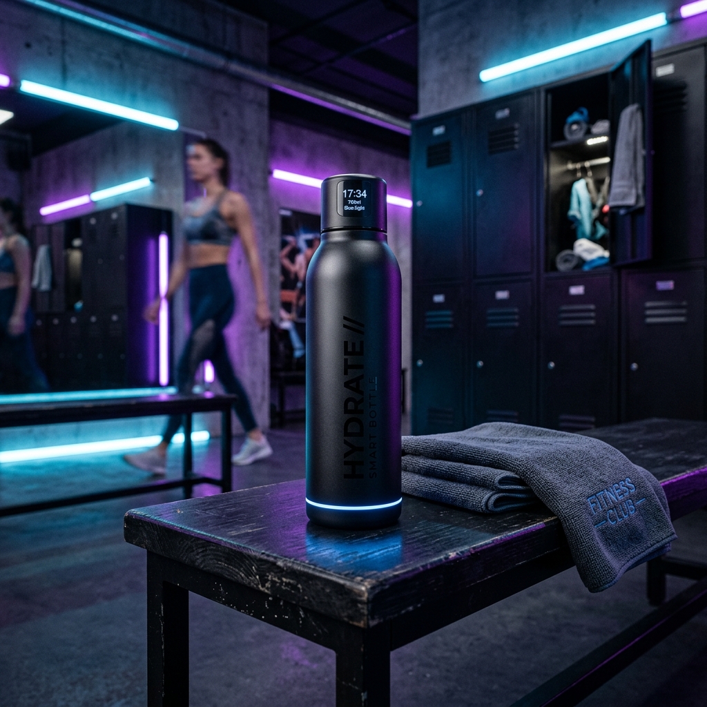 SMart Bottle on gym bench locker room
