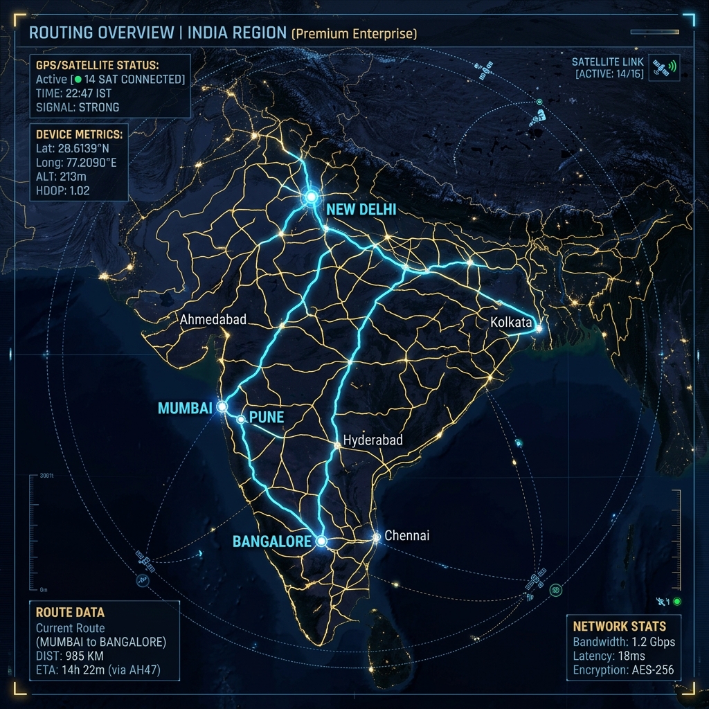 GPS active live satellite grid in India